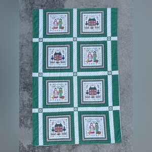 1980s Vintage Cranston cotton fabric quilt blocks print country folk art friends